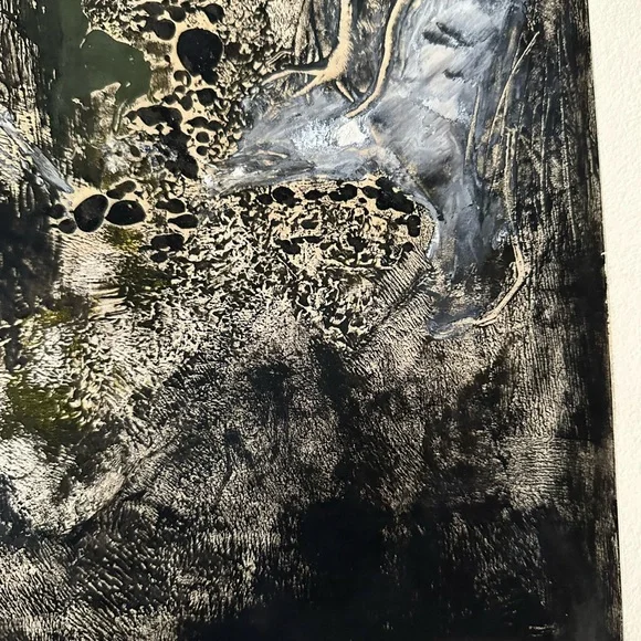 Original Acrylic Painting Black, Gold and White